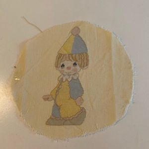 Sweet handmade Finished Cross Stitch circus pastel neutral 9inch circular